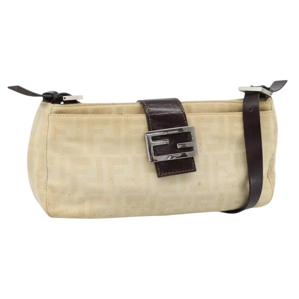 Fendi Zucca Mamma Baguette Shoulder Bag Beige